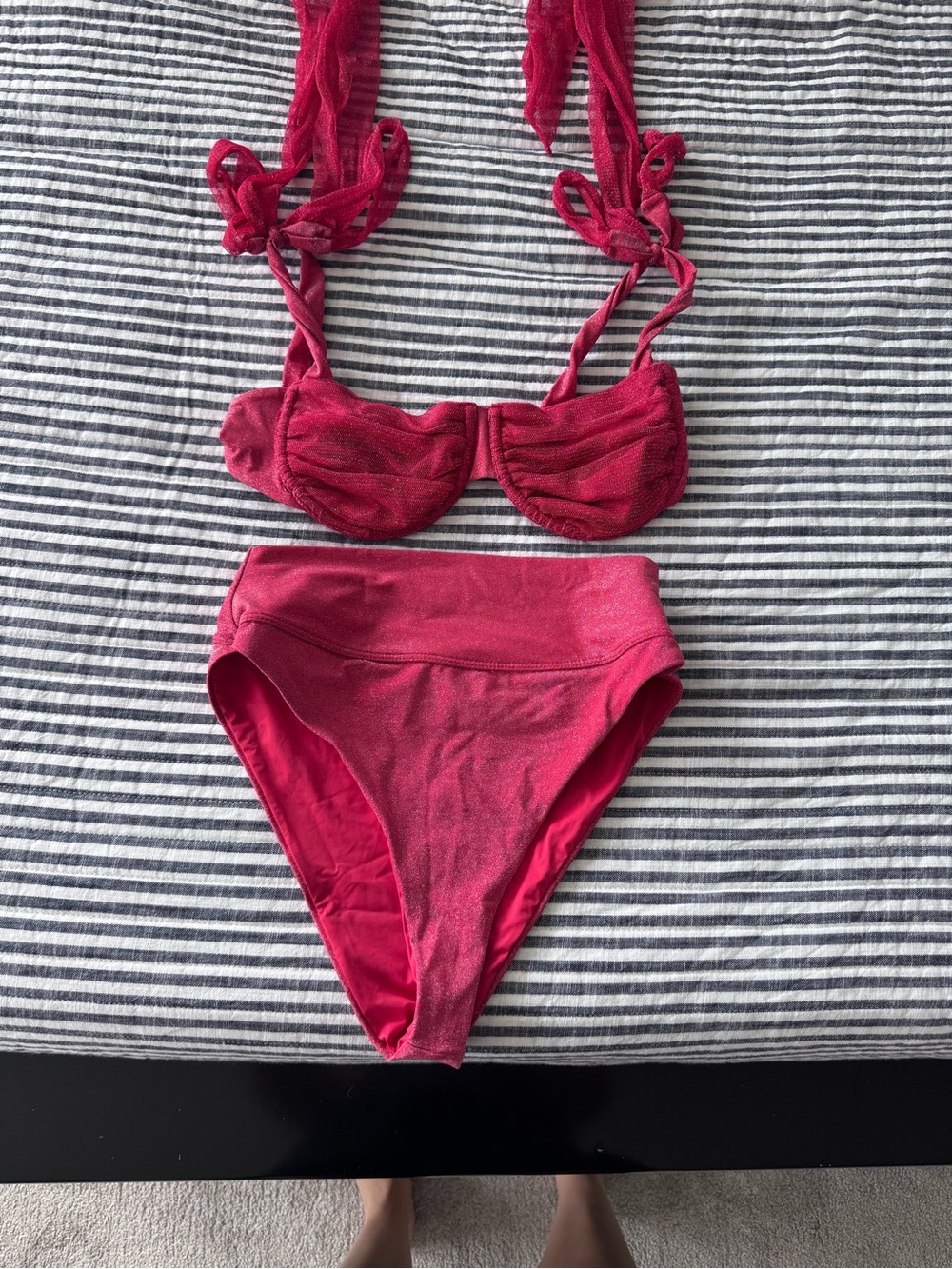 Beach Riot red Shimmer Bikini Set